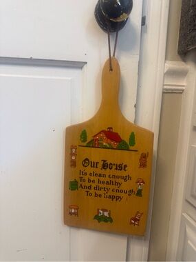Vintage Wooden Cutting Board "Our House" - handmade from 70’s